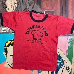Vintage Nassau, Bahamas Sporting and Travel Club Souvenir Ringer T Shirt